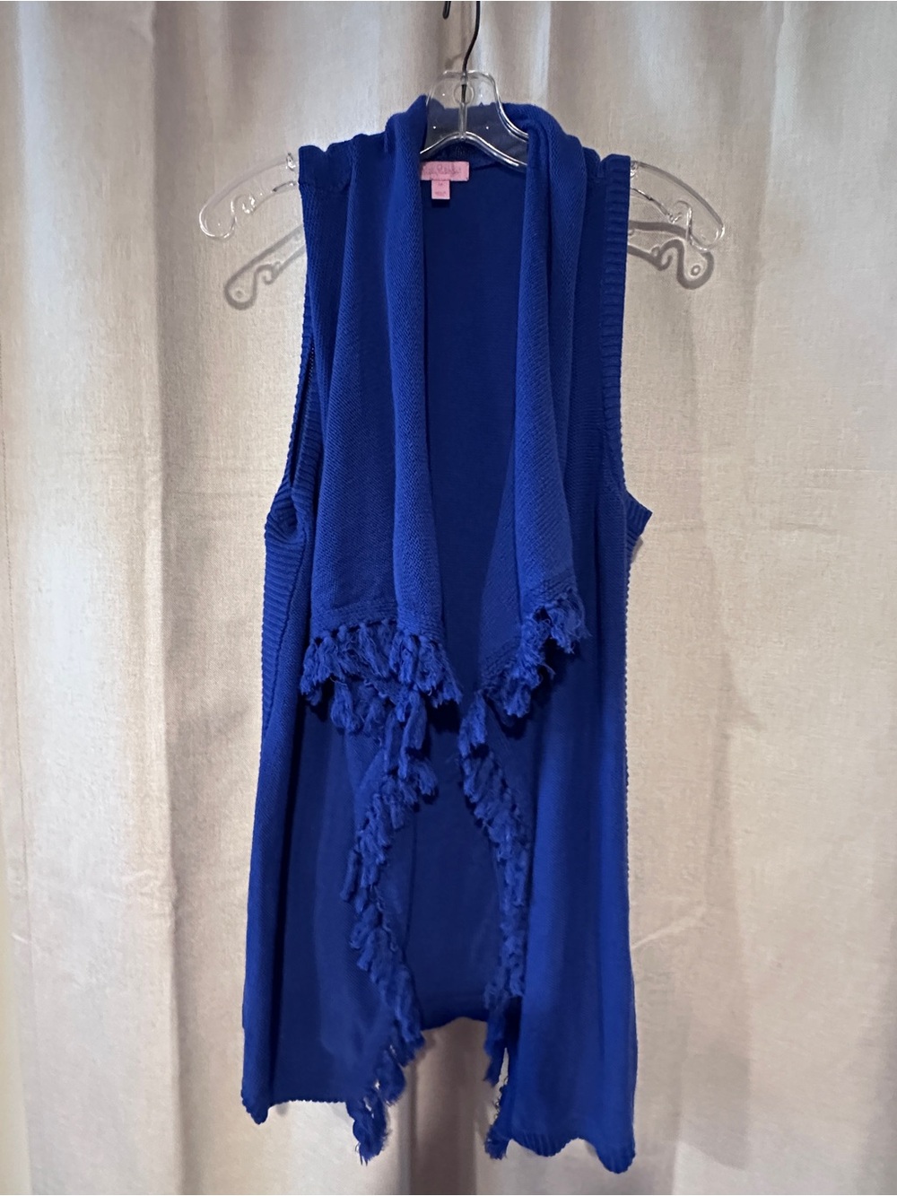 Lilly Pulitzer Cobalt Blue Sleeveless Fringe Cardigan